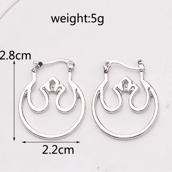 ⭐️NEW⭐️ 18K White Gold (Rhodium) Star Wars Rebel Alliance Insignia Hoop - Picture 4 of 5